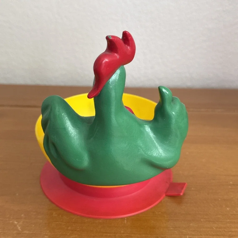 Vintage Cornelius Rooster Corn Flakes Suction Bowl Green Red Yellow
